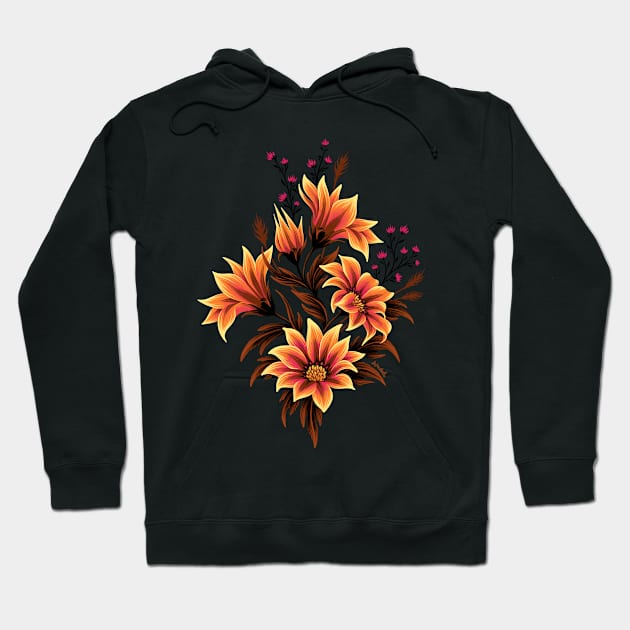 Gazania Floral - Orange Gold Hoodie by andreaalice